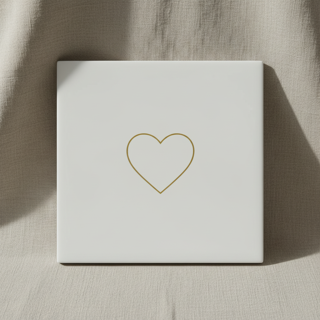 Wit tegeltje met minimalistisch hartje
